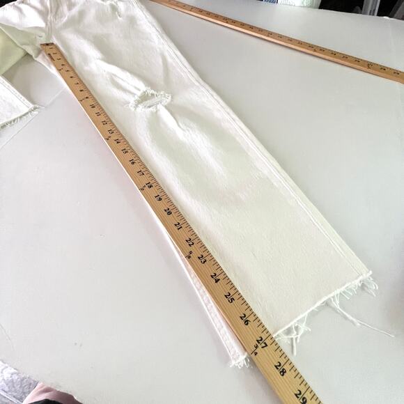 GAP NWT Cheeky Straight High Rise Raw Hem Jeans Distressed Sz 31\12R White - Picture 10 of 12